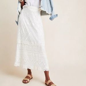 Farm Rio Ivory White Midi Skirt